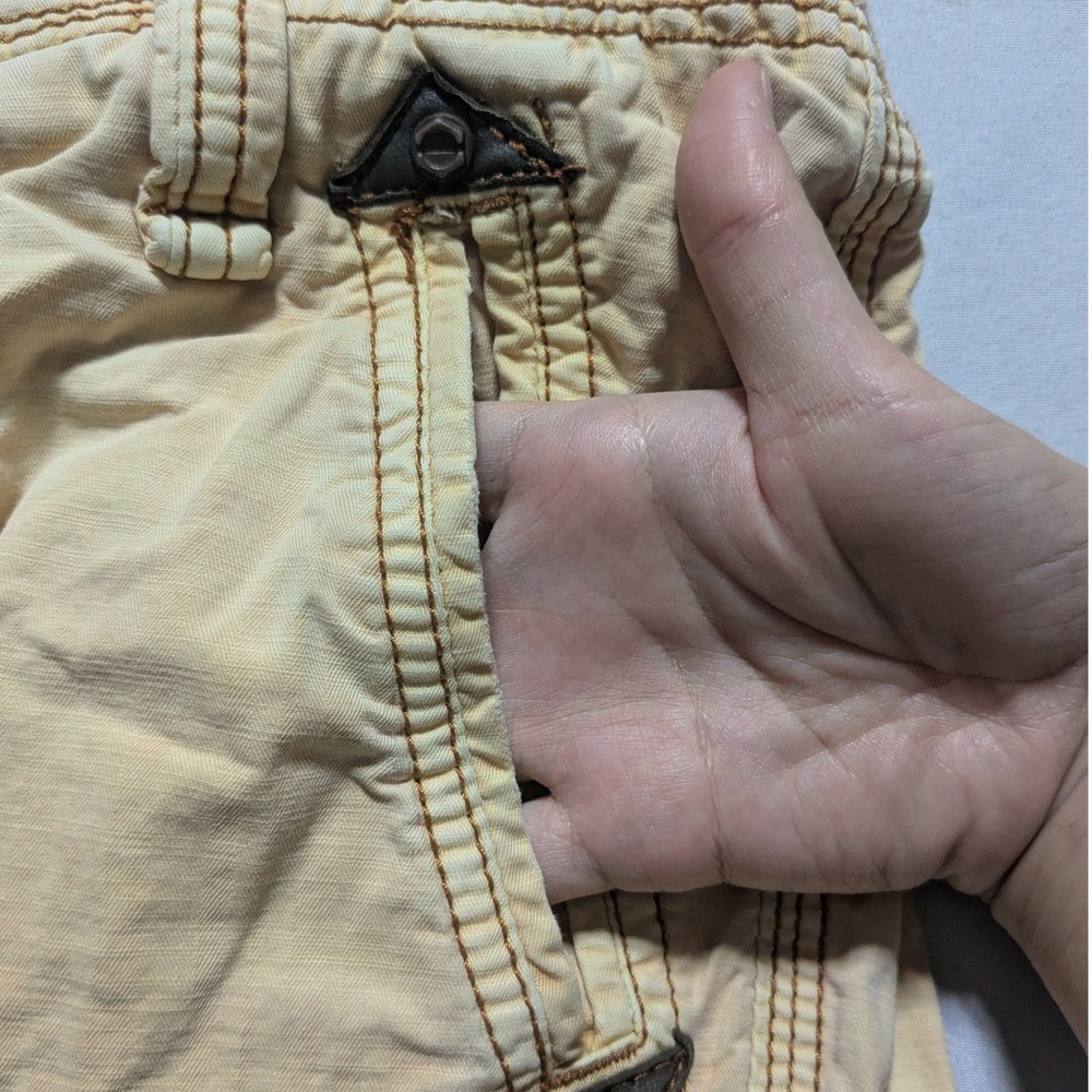 Jetlag Mens Size 33 Cargo Shorts Tan Distressed Organic Cotton Utility Belted - Picture 10 of 11